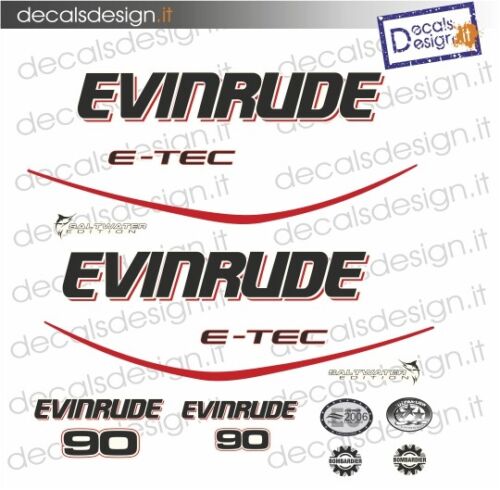 ADESIVI MOTORE MARINO EVINRUDE 90 CV E-TEC SALTWATER – RED LINE