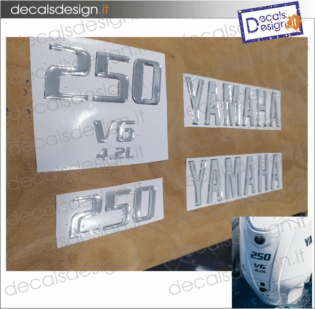 ADESIVI MOTORE MARINO YAMAHA 250 CV V6 4.2 L resinati 3D