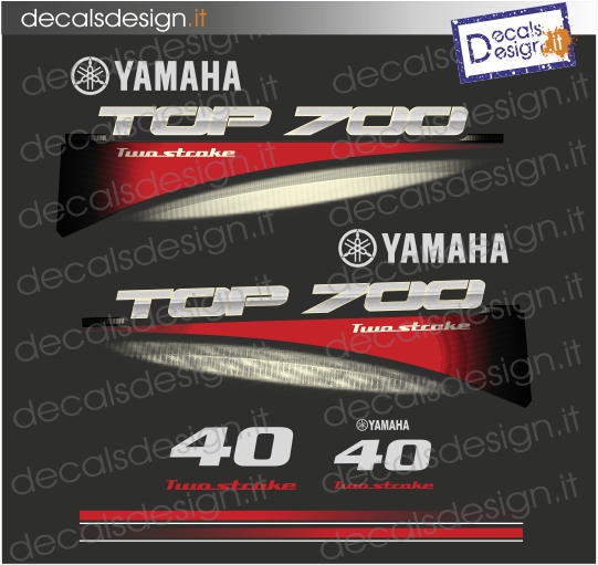 YAMAHA MARINE ENGINE GRILLE STICKERS 40 CV TOP 700