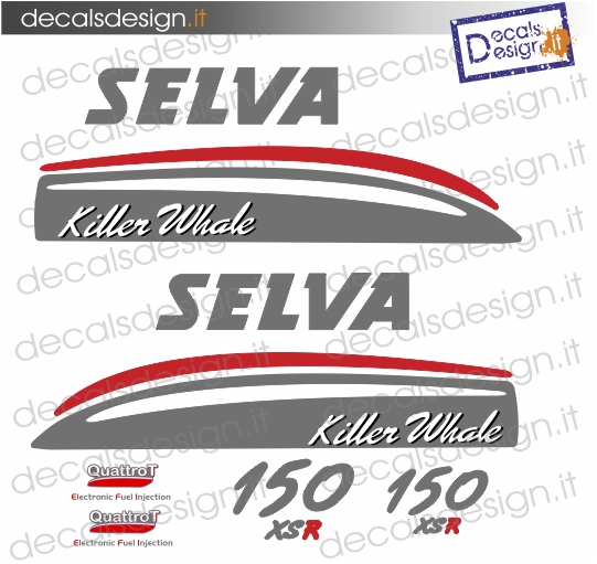 Kit di adesivi per motore fuoribordo Selva killer whale 150 cv secondo tipo