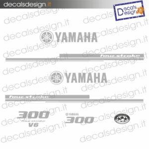 ADESIVI MOTORE MARINO YAMAHA 300 CV V6 in silver metallizzato per motore bianco
